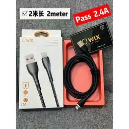Cáp iPhone dây dù dài 2M hãng WIX Fullbox chân A to L ( có hộp, màu ngẫu nhiên)