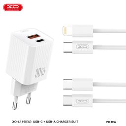 Combo Sạc 30W Kèm cáp ( C To C hoặc C To L) XO L149 (EU)