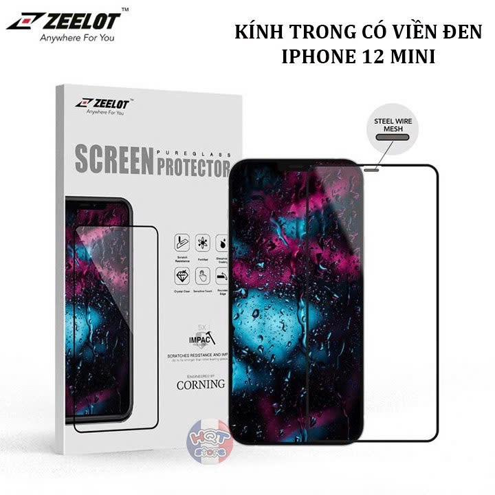Kính cường lực ZEELOT 2.5D Steel Wire HD Clear IPhone 12 Mini 5.4inch