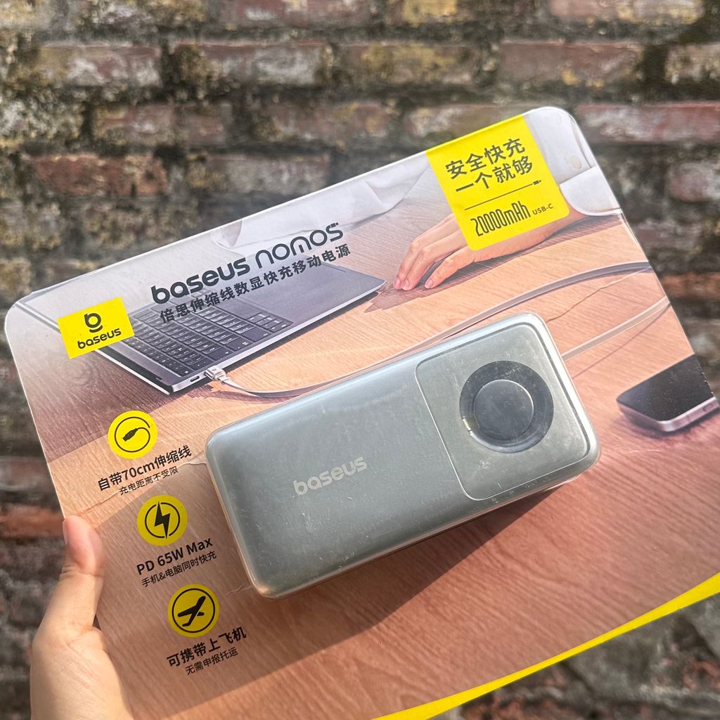 SDP Baseus 20000mAh 65W, tích hợp cáp rút TYPE-C
