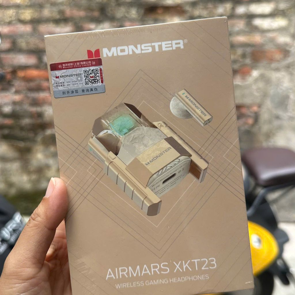 Tai nghe Monster Airmars XKT23, tai Gamming Bluetooth 5.4 mầu vàng gold