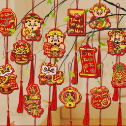 Set 5 Liễn treo đào, treo quất, treo mai ...trang trí tết 2026 - Full VAT ( 1 Túi 5 Cái ) 