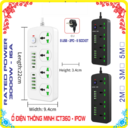 Ổ điện IPOW T91, 8 Cổng usb, 2 Cổng PD, 4 Cổng Cắm AC - Dây kháng lửa dài 5M ( Đen)