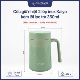 Cốc giữ nhiệt inox 304 kèm lọc trà Kaiyo 350ml