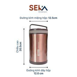 Hộp Cơm Giữ Nhiệt Inox304 SEKA 1,7L màu Hồng Ruby - SK8059