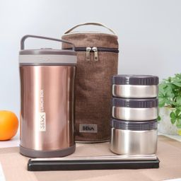 Hộp Cơm Giữ Nhiệt Inox304 SEKA 1,7L màu Hồng Ruby - SK8059