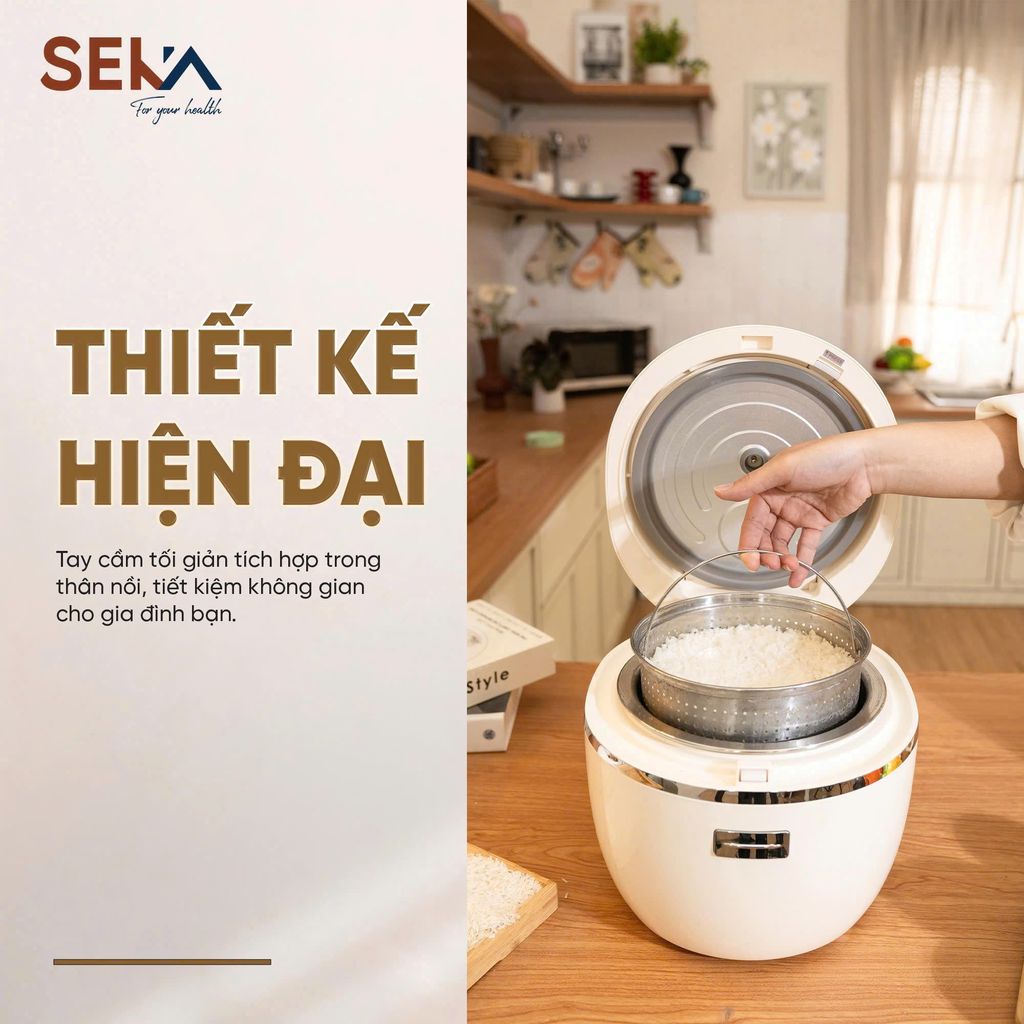 Nồi Cơm Điện SEKA Lõi Nồi Inox 304, Chống Dính, Dung Tích 3L