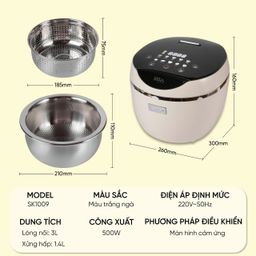 Nồi Cơm Điện SEKA Lõi Nồi Inox 304, Chống Dính, Dung Tích 3L