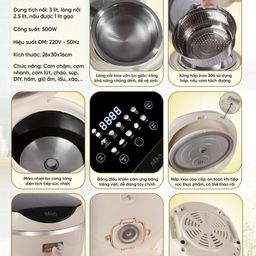 Nồi Cơm Điện SEKA Lõi Nồi Inox 304, Chống Dính, Dung Tích 3L