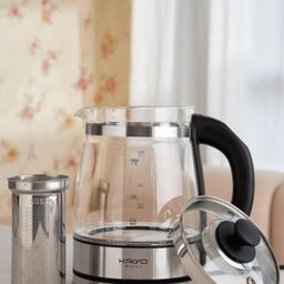 Ấm siêu tốc thuỷ tinh borosilicate kèm lọc trà có điều chỉnh nhiệt độ Kaiyo 1.…