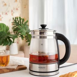 Ấm siêu tốc thuỷ tinh borosilicate kèm lọc trà có điều chỉnh nhiệt độ Kaiyo 1.…