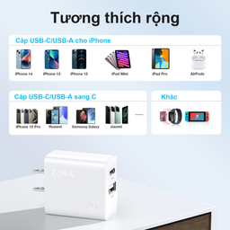 Củ sạc 20W (A+C) 1HORA GAR161 màu trắng