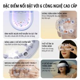 Máy massage mắt bấm huyệt miLife E4 Pro, Massage Bấm Huyệt đa điểm, kết nối bl…