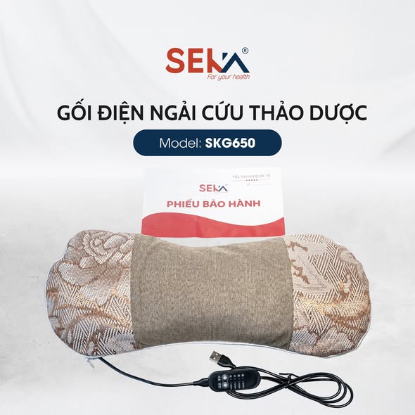 🔥 GỐI ĐIỆN NGẢI CỨU SEKA SKG650 – CHƯỜM NÓNG THẢO DƯỢC, GIẢM ĐAU TỰ NHIÊN 🔥🌿