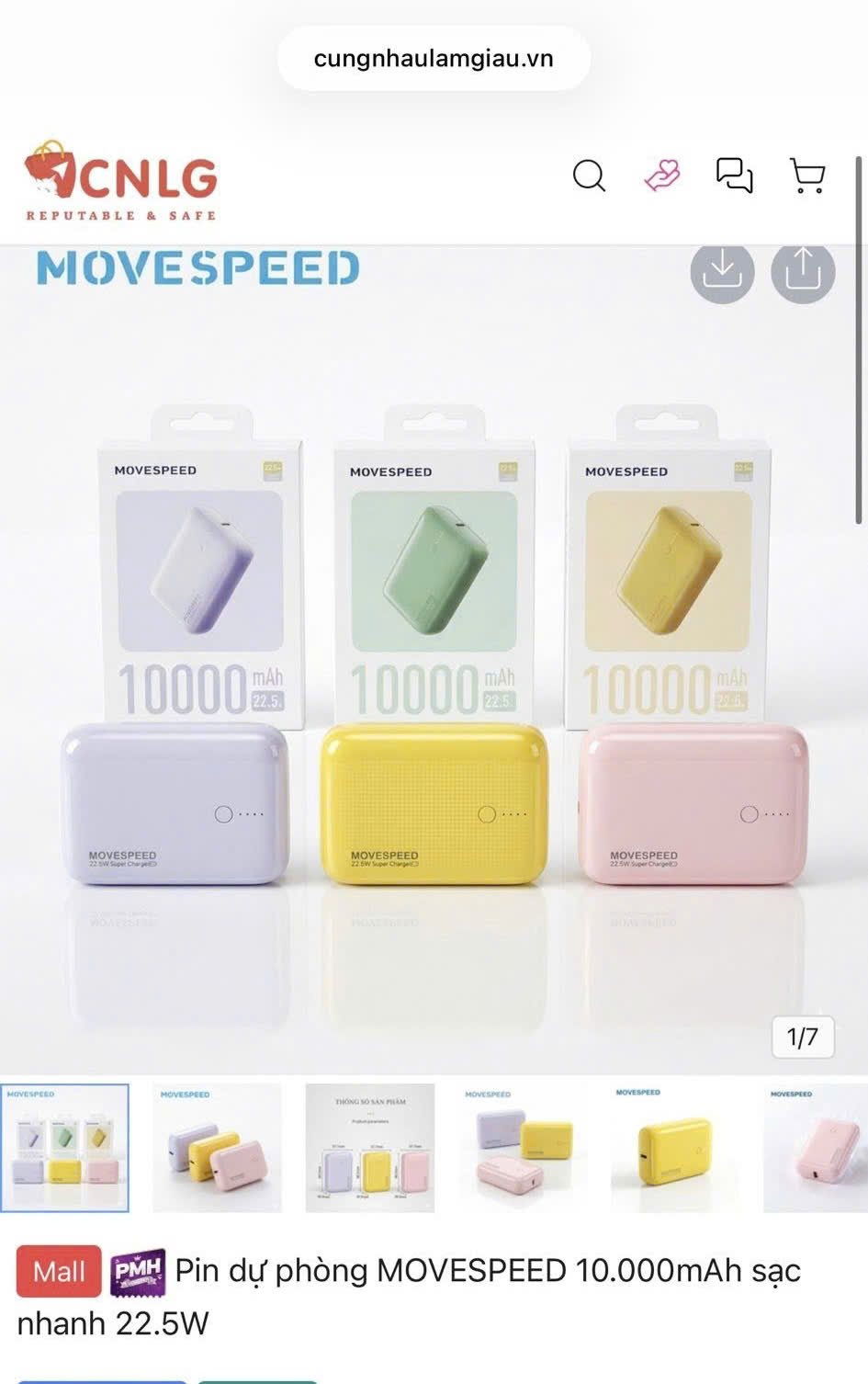 ⚡️ PIN SẠC DỰ PHÒNG MOVESPEED Q10 - SIÊU NHỎ GỌN, SẠC SIÊU NHANH 22.5W! ⚡️ko kèm cap MẦU NGẪU NHIÊN