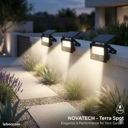 Đèn tích điện năng lượng mặt trời novatech 10w, chống nước ipx65