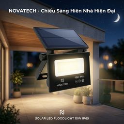 Đèn tích điện năng lượng mặt trời novatech 10w, chống nước ipx65
