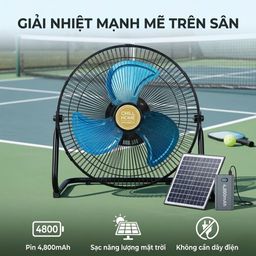 Quạt sàn tích điện 12inch CHILL HOME, pin 4800mAh, kèm panel NLMT, lồng & cánh…