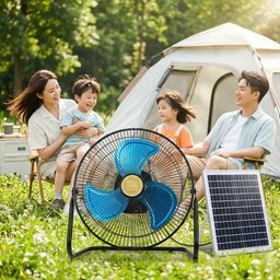 Quạt sàn tích điện 12inch CHILL HOME, pin 4800mAh, kèm panel NLMT, lồng & cánh…