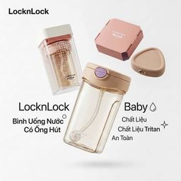 Bình Nước Trẻ Em Lock&Lock Nhựa Tritan, Có Ống Hút, Chống Đổ Nước