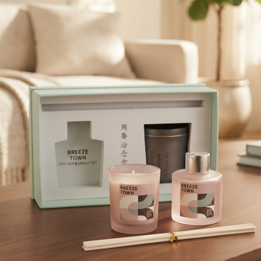 BỘ QUÀ TẶNG NẾN THƠM & TINH DẦU KHUẾCH TÁN CAO CẤP "BREEZE TOWN"