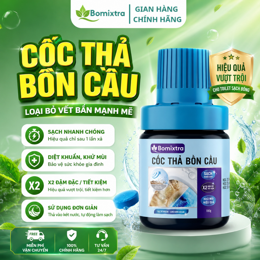 Cốc thả bồn cầu Bomixtra Lọ Thả Bồn Cầu Sạch Nhanh Chóng Thơm Lâu