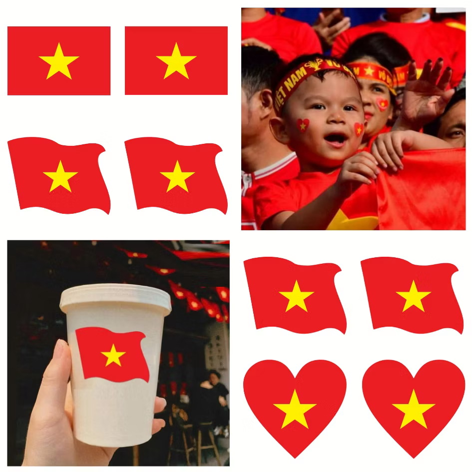 Stick cơ miếng dán  cờ đỏ sao vàng 72 miếng to