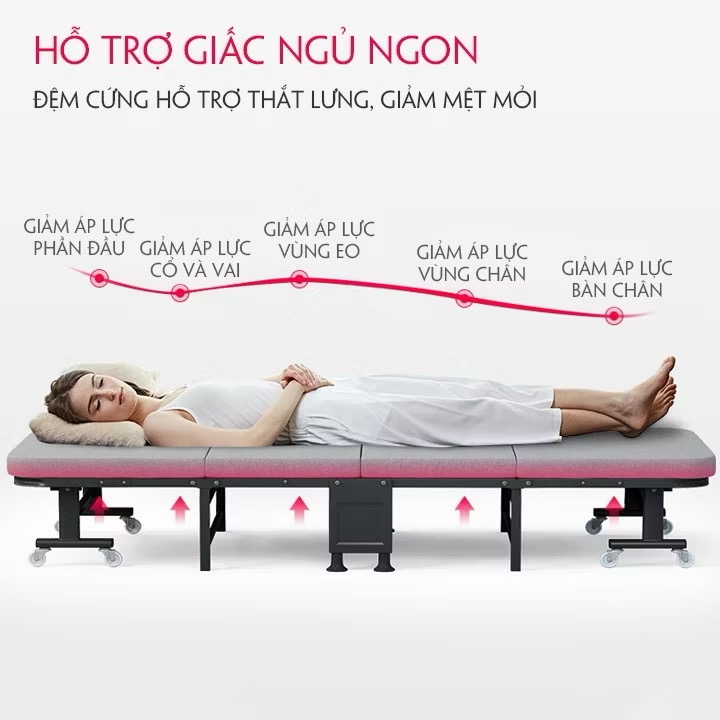 Giường gấp gọn văn phòng 4 khúc - Ảnh 4