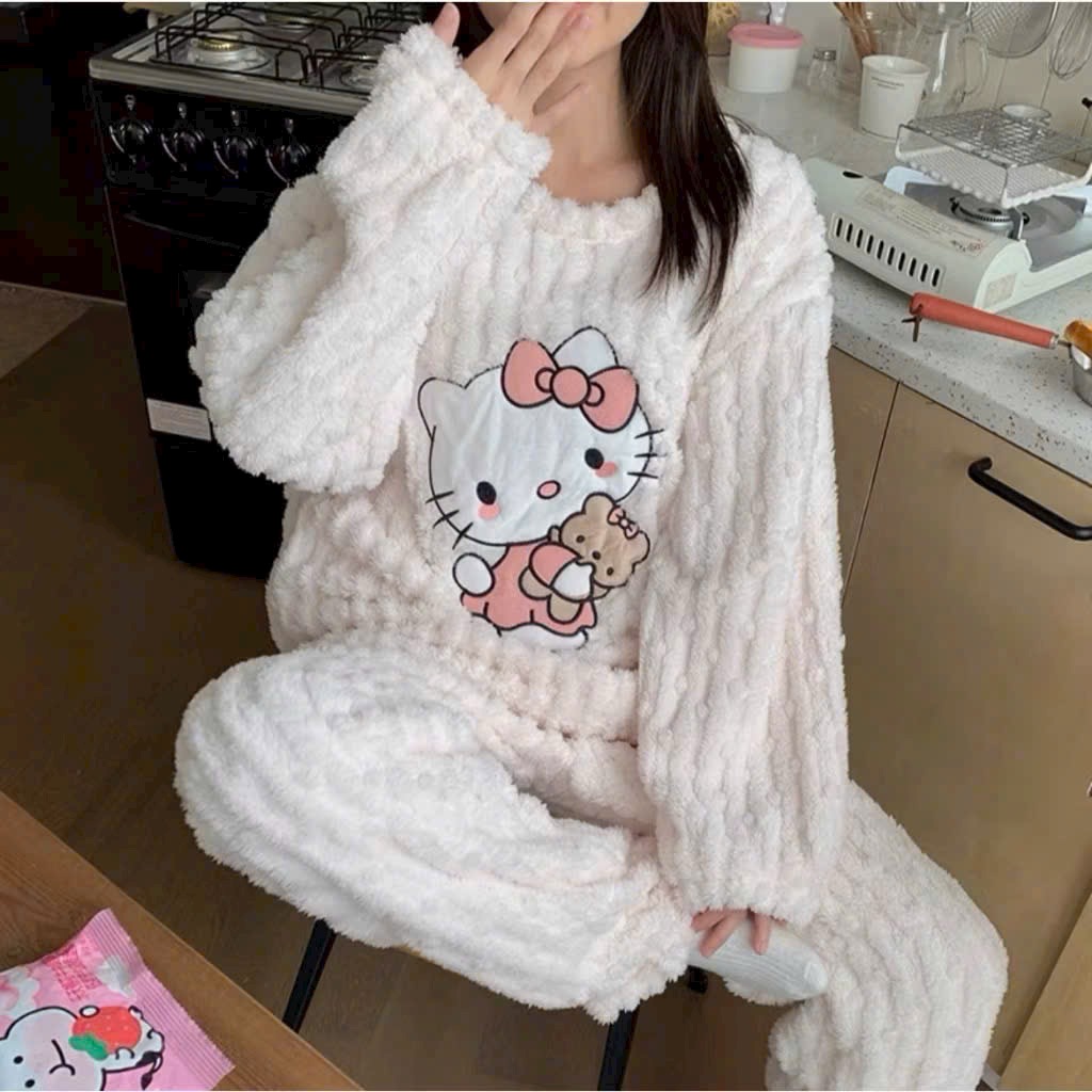 bộ ngủ lông hello Kitty - Ảnh 2