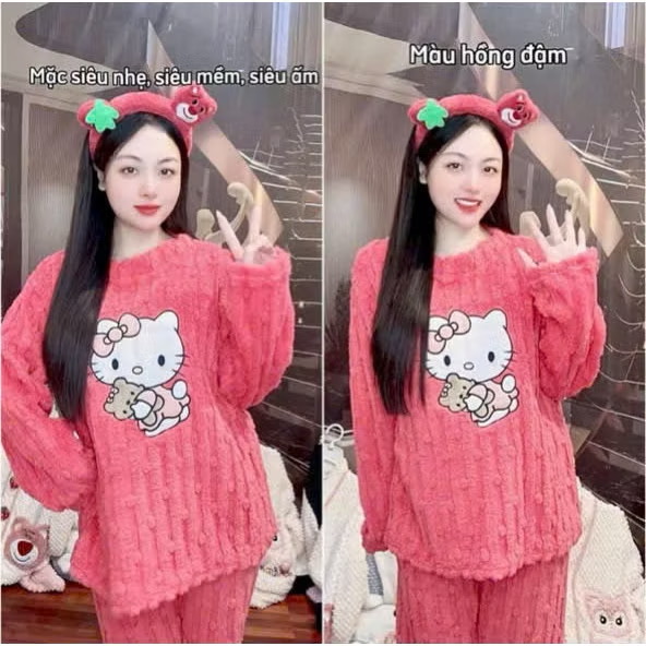 bộ ngủ lông hello Kitty - Ảnh 3
