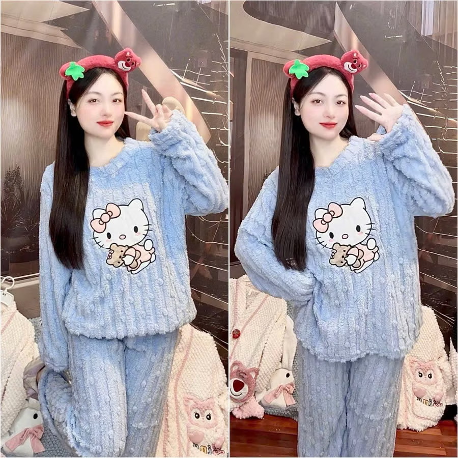 bộ ngủ lông hello Kitty - Ảnh 4