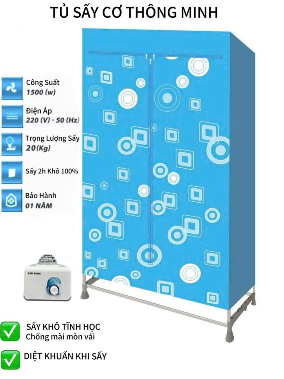 TỦ SẤY QUẦN ÁO SAM SUNG LOẠI TO