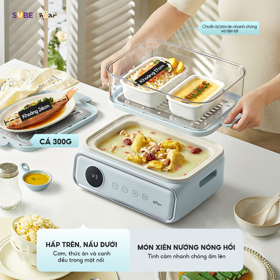 Nồi hấp điện đa năng Bear DZG-P20W7 - Ảnh 3