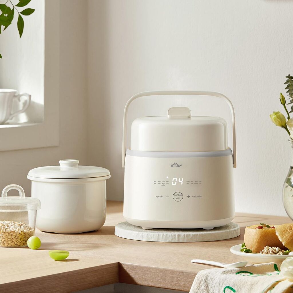 Nồi nấu chậm 1.0L Bear SC-4H10E - Kem Tiếng Việt