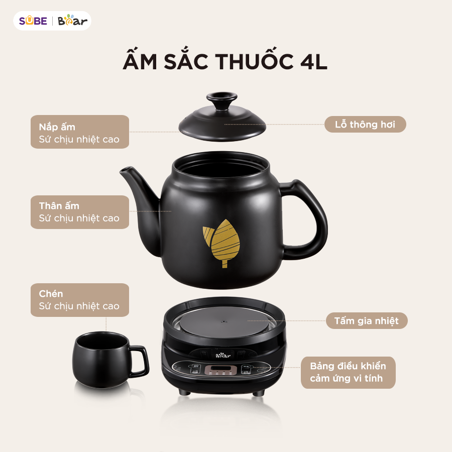 Ấm sắc thuốc Bear HTM - 4H40X - Ảnh 4