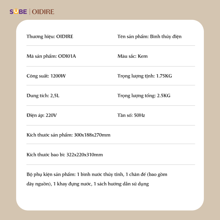 (GIÁ ĐỘC QUYỀN) Bình thủy điện Oidire ODI01A - Ảnh 5