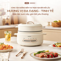 (GIÁ ĐỘC QUYỀN) Nồi lẩu Oidire 4L ODI07A Chiên Xào Nấu, Có Xửng Hấp Tiết Kiệm…