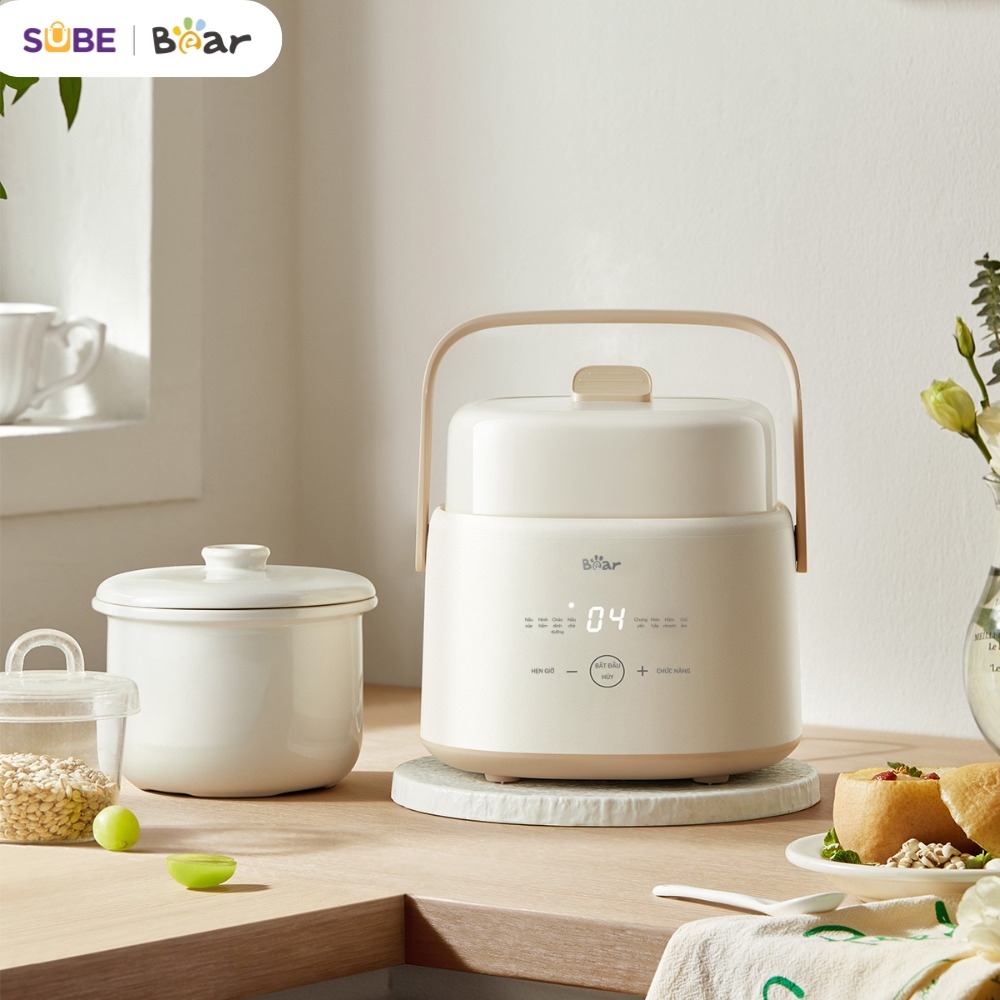 [HÀNG XẢ ĐÃ SỬ DỤNG] Nồi nấu chậm Bear 1L 4H10E (giao màu xanh - kem ngẫu nhiên)