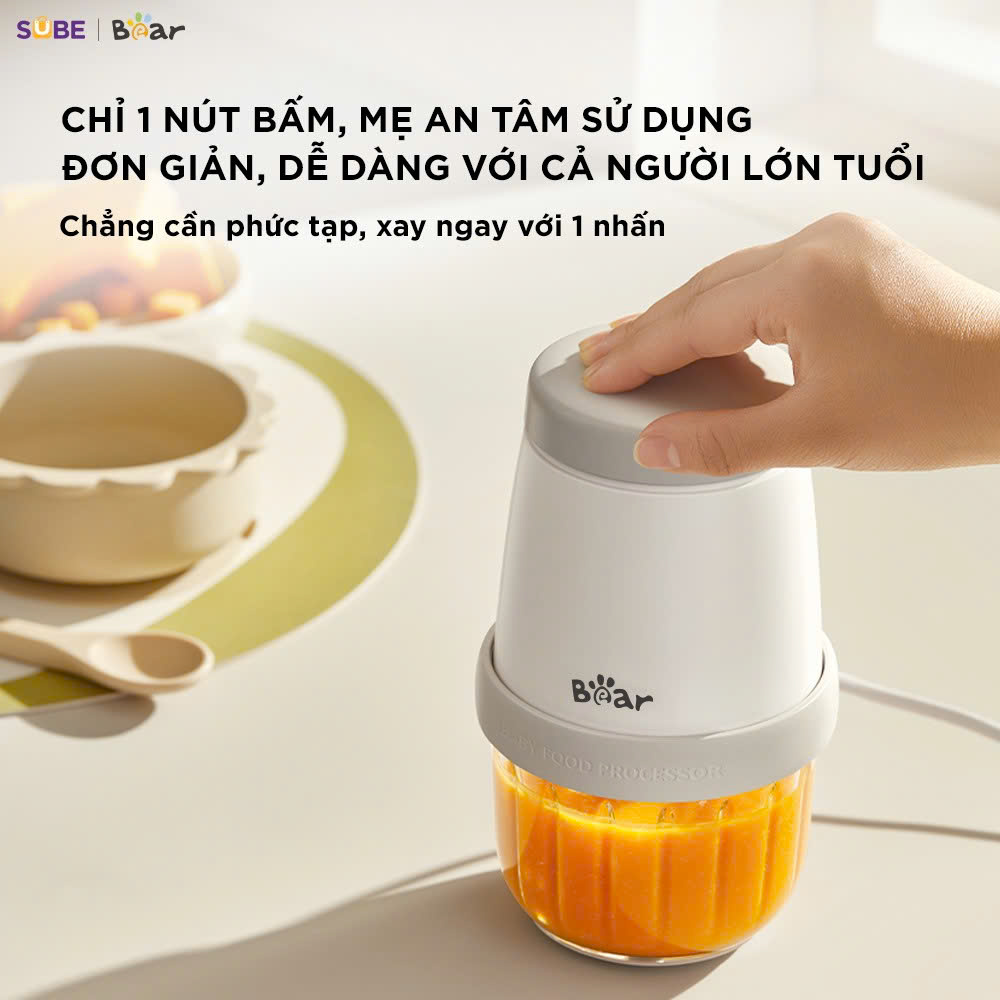 (GIÁ ĐỘC QUYỀN) Máy xay ăn dặm 8 lưỡi 0.3L Bear CH-5H02D24 (2 màu Trắng - Vàng) - Ảnh 5