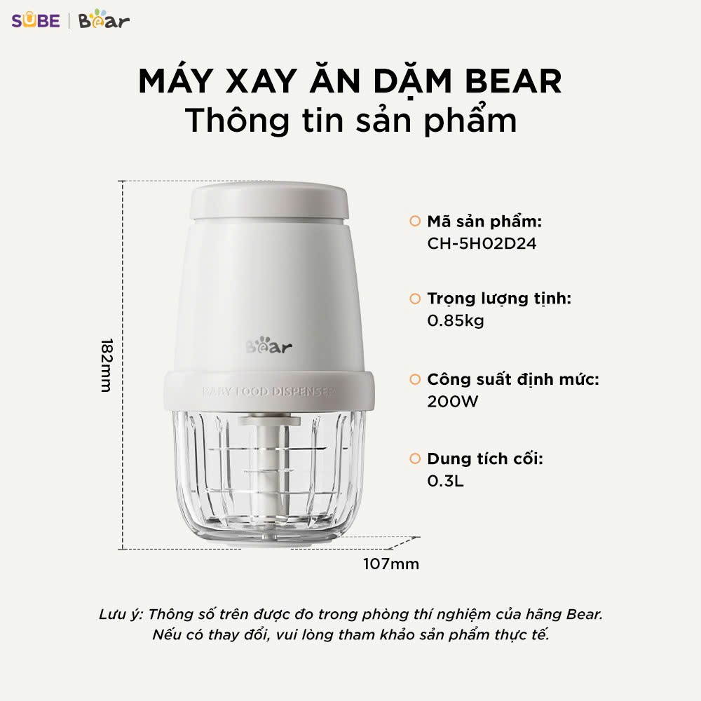 (GIÁ ĐỘC QUYỀN) Máy xay ăn dặm 8 lưỡi 0.3L Bear CH-5H02D24 (2 màu Trắng - Vàng) - Ảnh 7