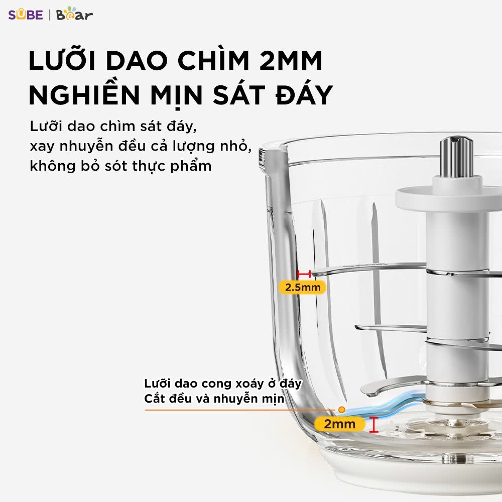 (GIÁ ĐỘC QUYỀN) Máy xay ăn dặm 8 lưỡi 0.3L Bear CH-5H02D24 (2 màu Trắng - Vàng) - Ảnh 9
