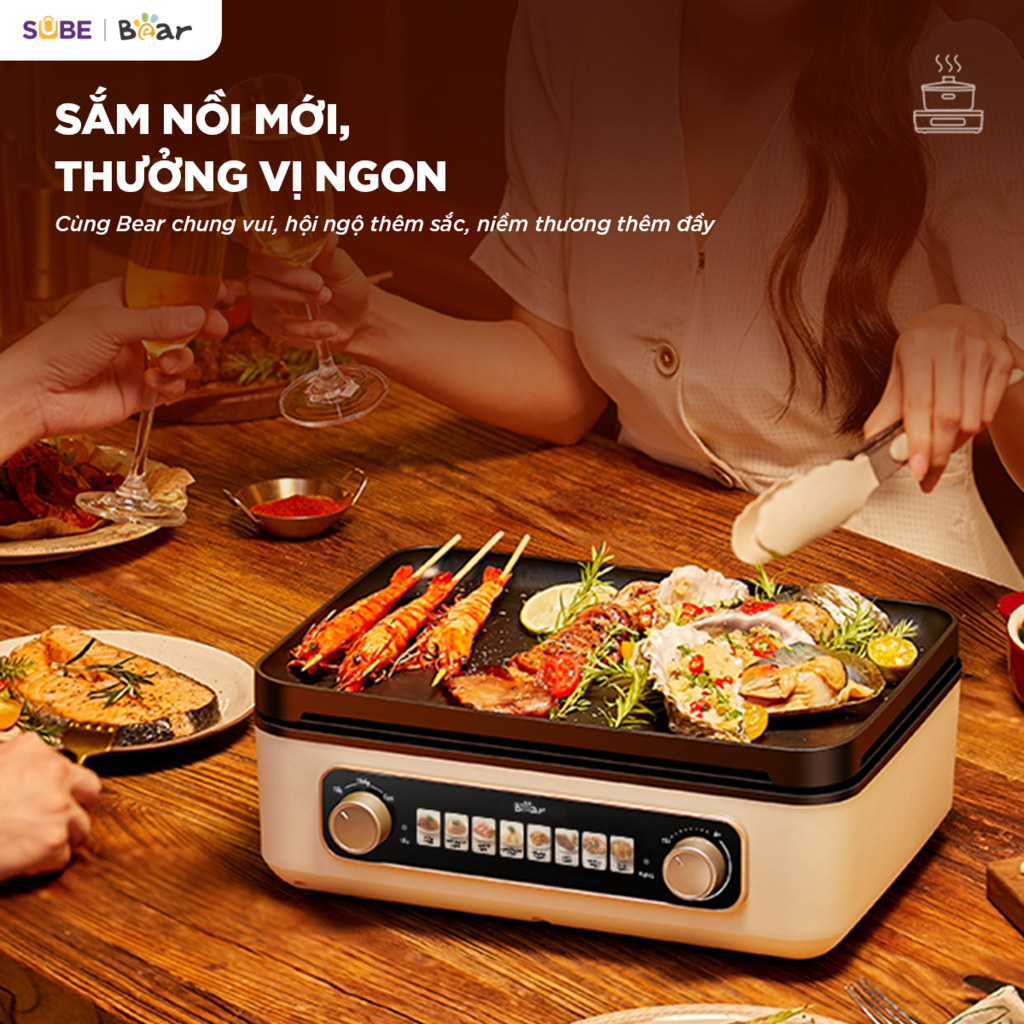 Nồi lẩu nướng đa năng Bear GR-5H22R83 - Ảnh 3