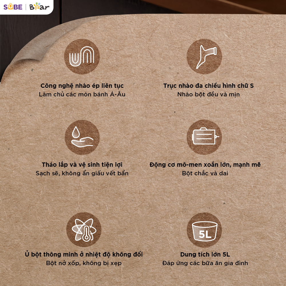 Máy trộn bột Bear 5L SM-5H50Z68 - Ảnh 2