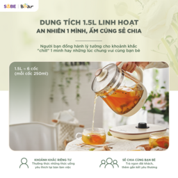 Bình pha trà Bear 1.5L HK-5H15L96 có lõi lọc 16 chức năng pha trà đun nước giữ…