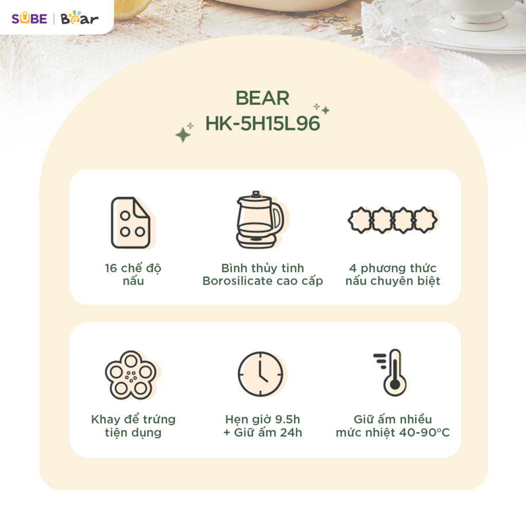 Bình pha trà Bear 1.5L HK-5H15L96 - Ảnh 2