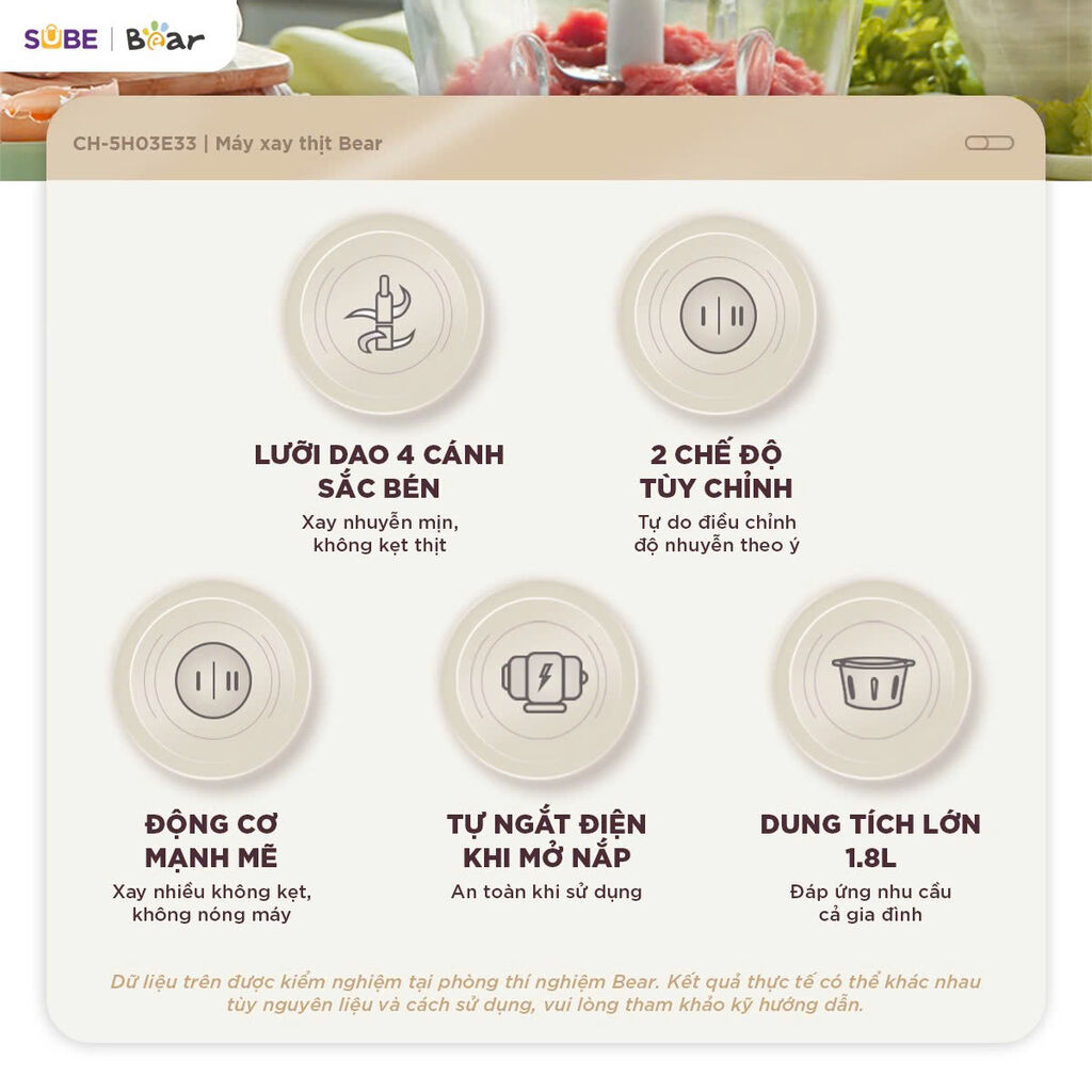 (GIÁ ĐỘC QUYỀN) Máy xay thịt Bear 1,8L CH-5H03E33 - Ảnh 2