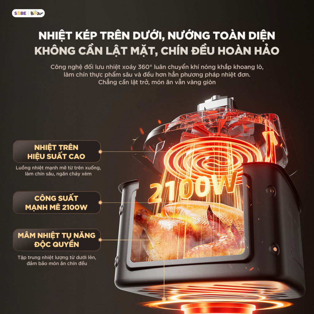 Nồi chiên không dầu Bear 6.2L AF-5H20J75 - Ảnh 3