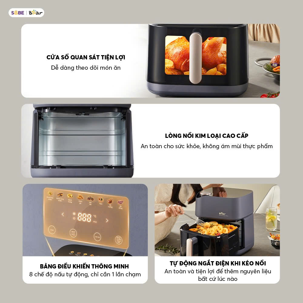 Nồi chiên không dầu Bear 6L AF-5H19I45 - Ảnh 3