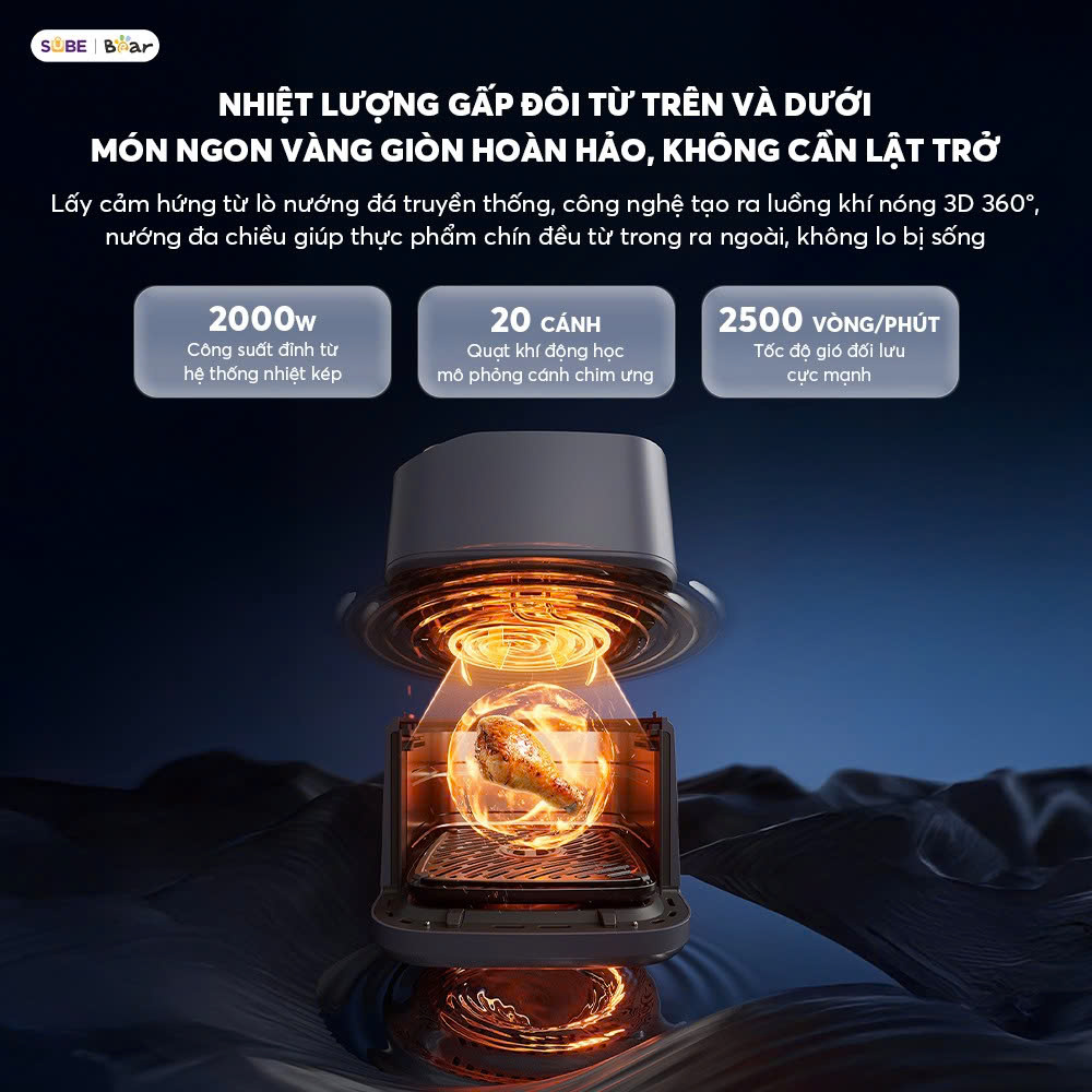 Nồi chiên không dầu Bear 6L AF-5H19I45 - Ảnh 4
