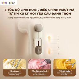 Máy đánh trứng cầm tay Bear HM-5H01J29,công suất 125W đánh bông lòng trắng trứ…